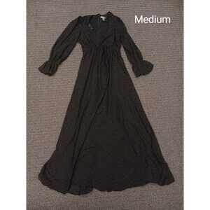 Love x Design Black V Neck Long Sleeve Maxi Dress